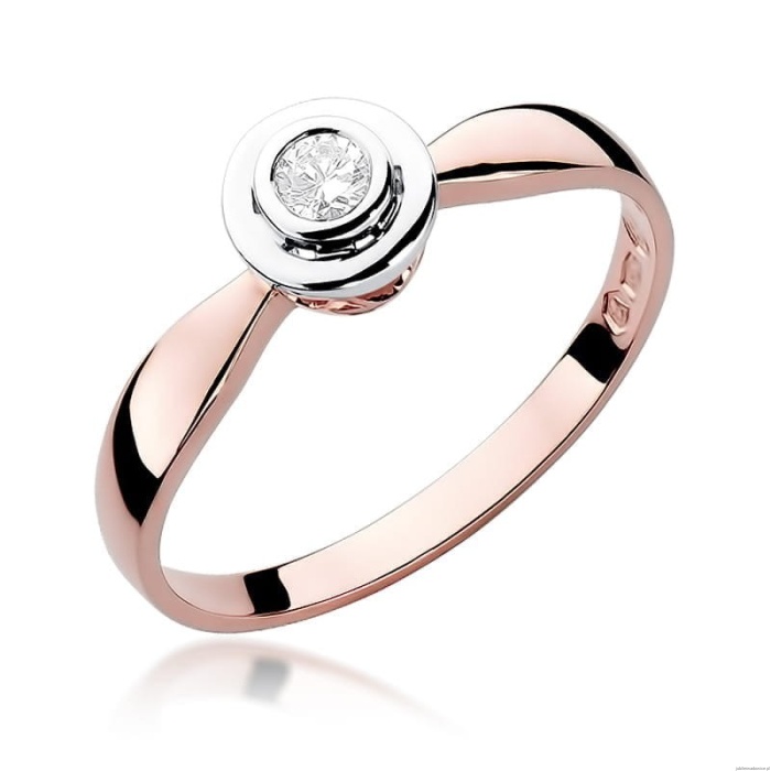 Pierścionek W294 Diament 0,10ct różowe złoto
