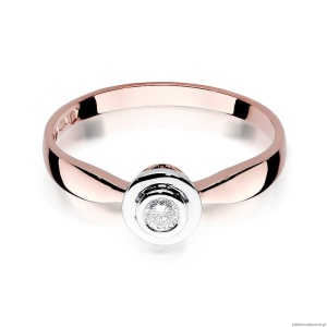 Pierścionek W294 Diament 0,10ct różowe złoto