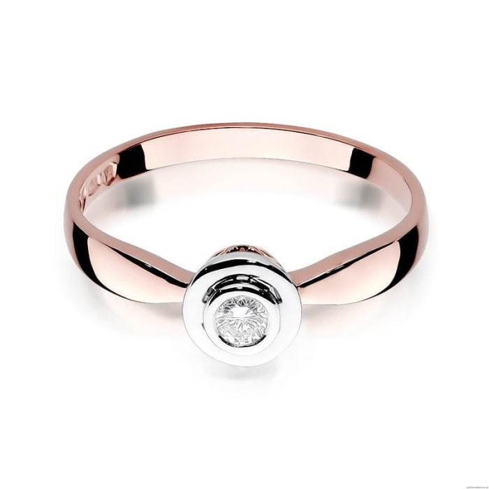 Pierścionek W294 Diament 0,10ct różowe złoto