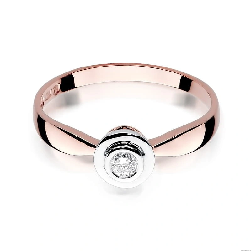 Pierścionek W294 Diament 0,10ct różowe złoto