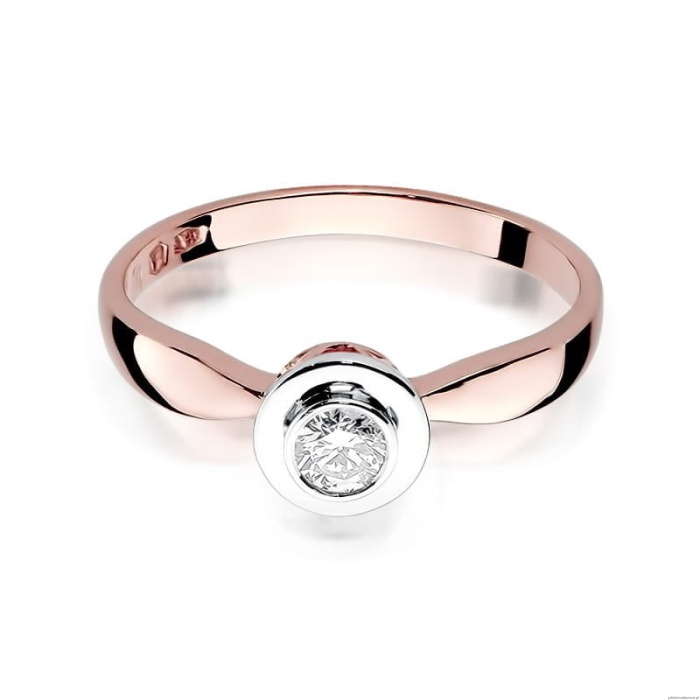 Pierścionek W294 Diament 0,15ct różowe złoto