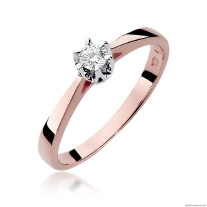 Pierścionek W295 Diament 0,12ct różowe złoto