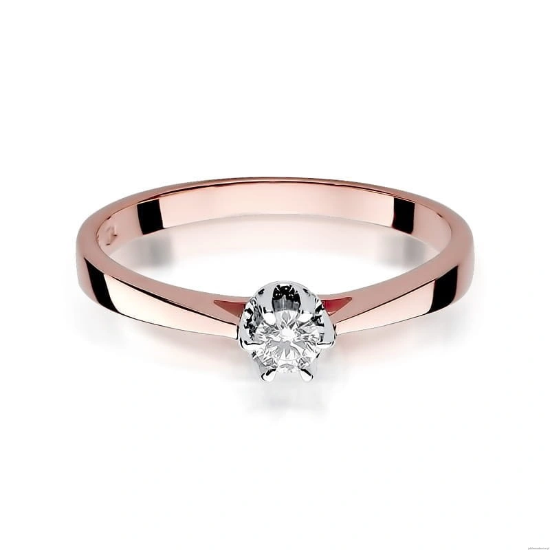Pierścionek W295 Diament 0,12ct różowe złoto