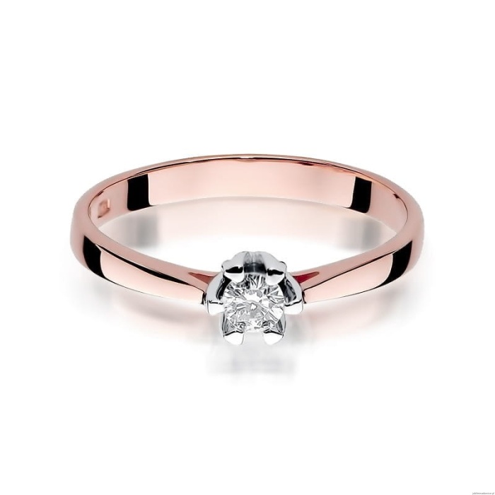 Pierścionek W299 Diament 0,12ct różowe złoto