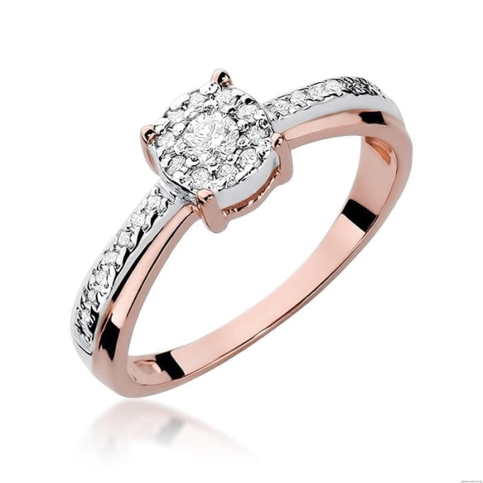 Pierścionek W302 Diament 0,08ct różowe złoto