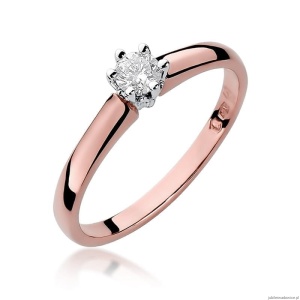 Pierścionek W317 Diament 0,20ct różowe złoto