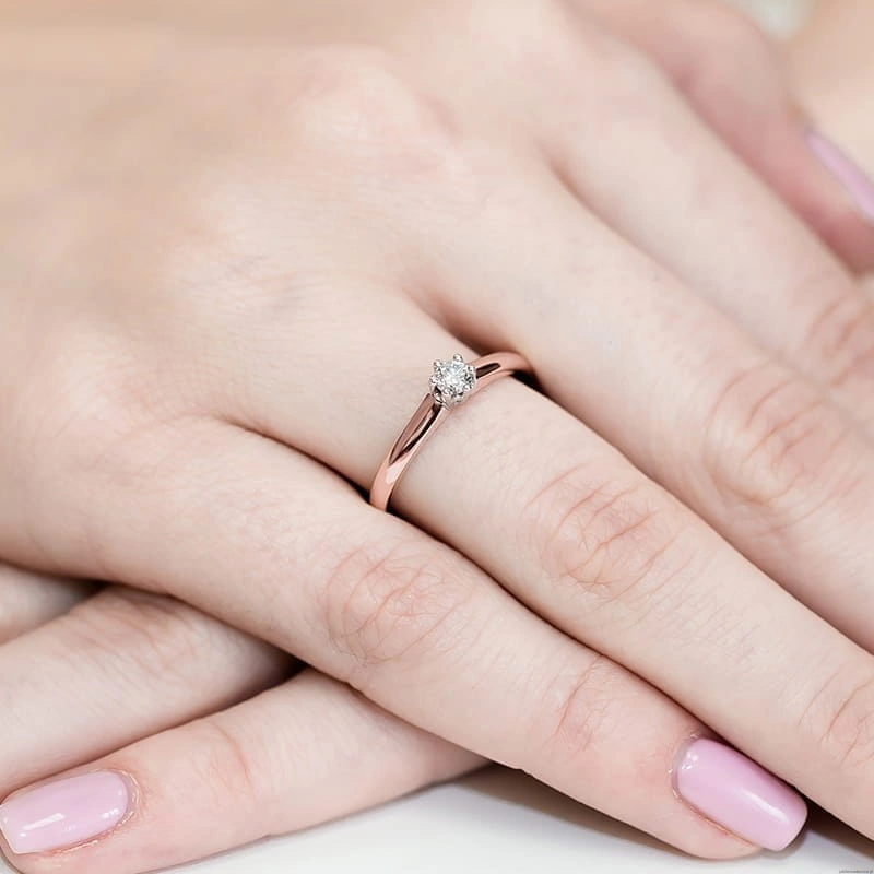 Pierścionek W317 Diament 0,20ct różowe złoto