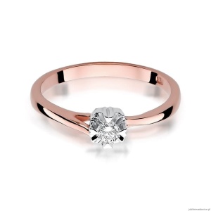 Pierścionek W318 Diament 0,10ct różowe złoto