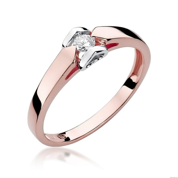 Pierścionek W320 Diament 0,09ct różowe złoto