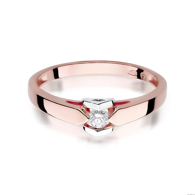 Pierścionek W320 Diament 0,09ct różowe złoto