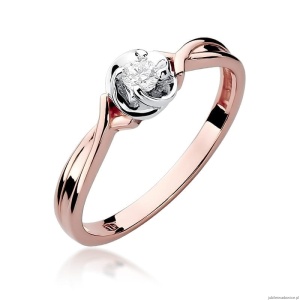 Pierścionek W329 Diament 0,10ct różowe złoto