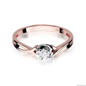 Pierścionek W329 Diament 0,10ct różowe złoto
