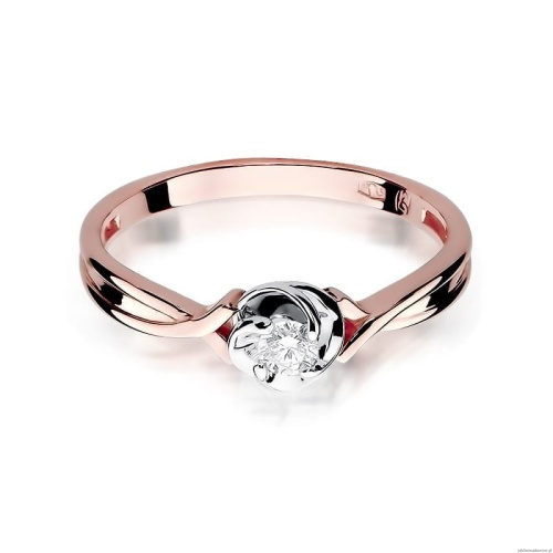 Pierścionek W329 Diament 0,10ct różowe złoto