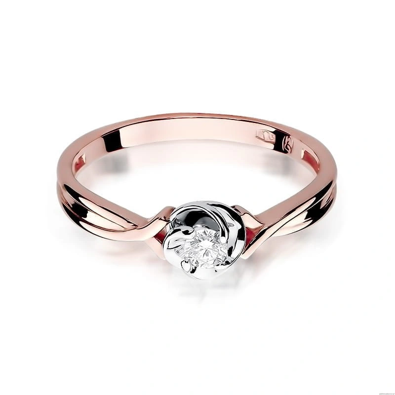 Pierścionek W329 Diament 0,10ct różowe złoto