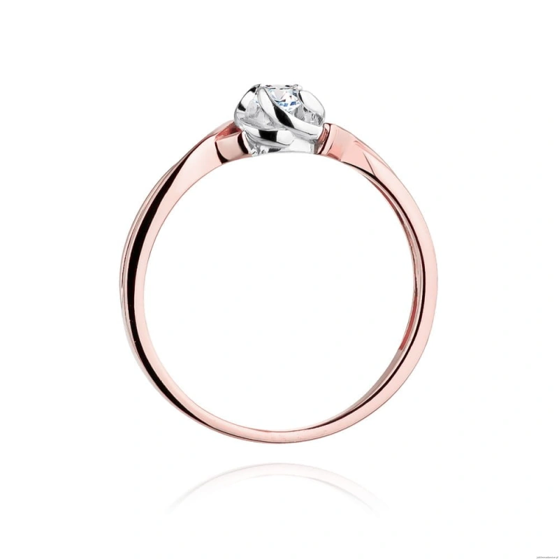 Pierścionek W329 Diament 0,10ct różowe złoto