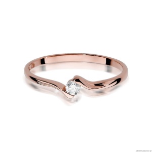Pierścionek W332 Diament 0,09ct różowe złoto