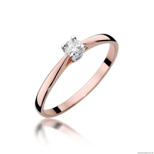 Pierścionek W335 Diament 0,15ct różowe złoto