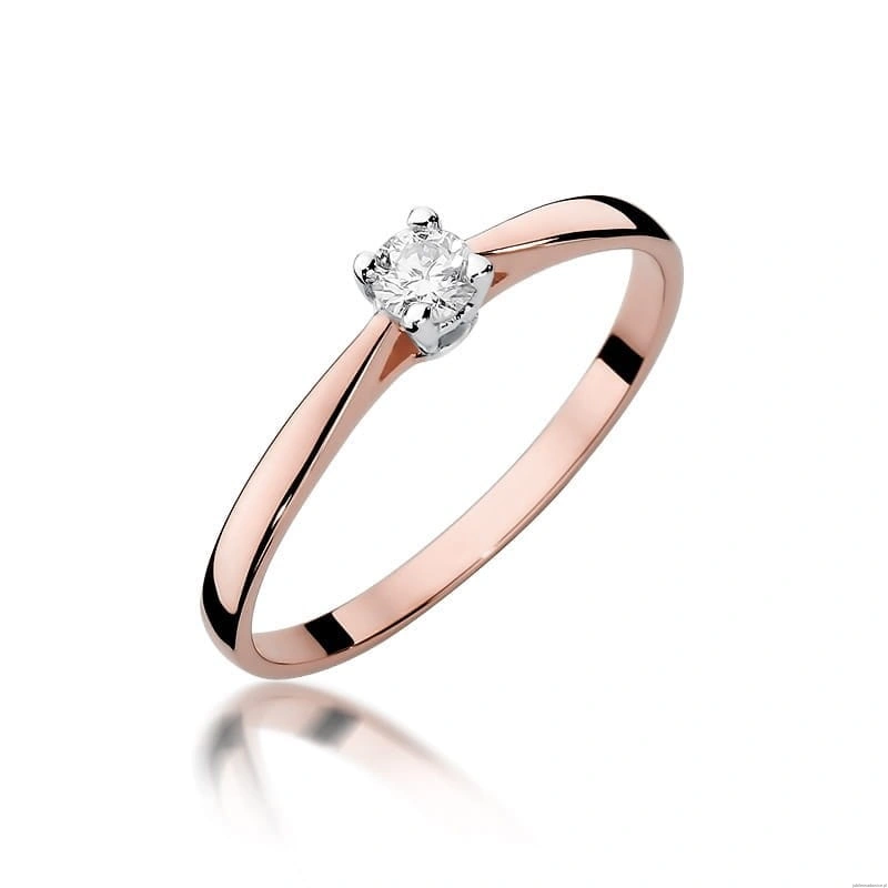 Pierścionek W335 Diament 0,15ct różowe złoto