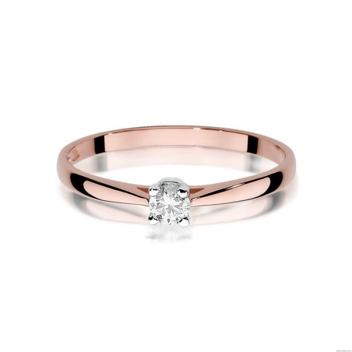 Pierścionek W335 Diament 0,15ct różowe złoto