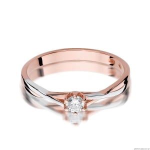Pierścionek W340 Diament 0,12ct różowe złoto
