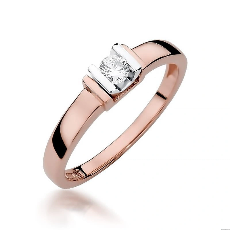 Pierścionek W343 Diament 0,10ct różowe złoto