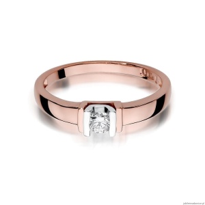 Pierścionek W343 Diament 0,10ct różowe złoto