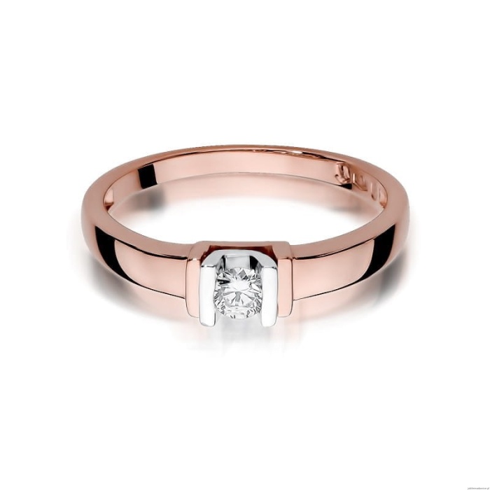 Pierścionek W343 Diament 0,10ct różowe złoto