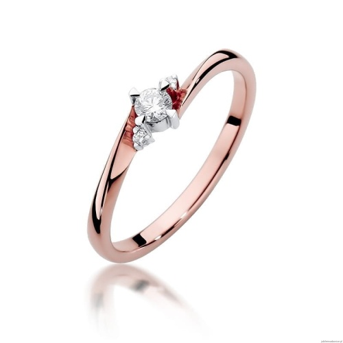 Pierścionek W346 Diament 0,10ct różowe złoto