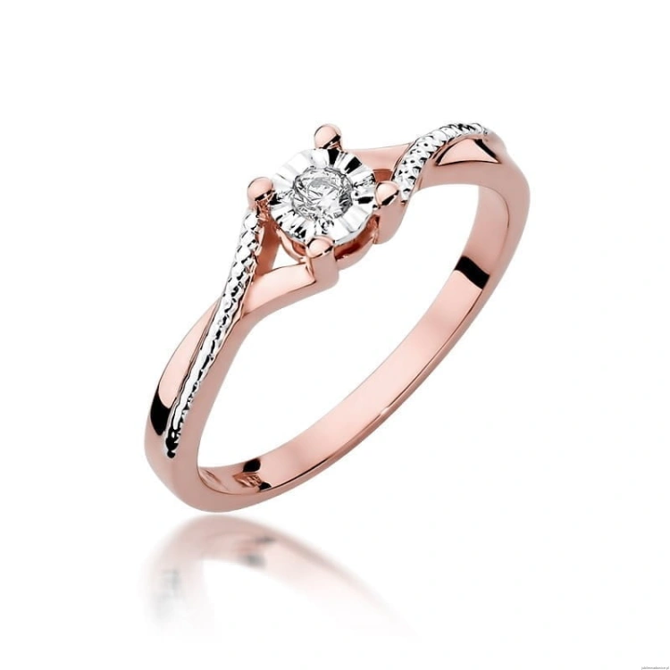 Pierścionek W361 Diament 0,08ct różowe złoto