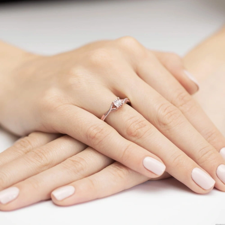 Pierścionek W361 Diament 0,08ct różowe złoto