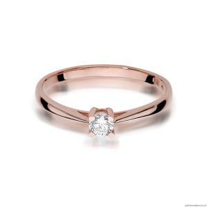 Pierścionek W367 Diament 0,15ct różowe złoto