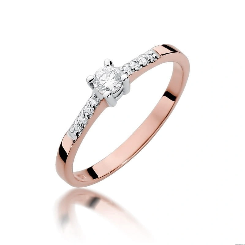 Pierścionek W382 Diament 0,15ct różowe złoto