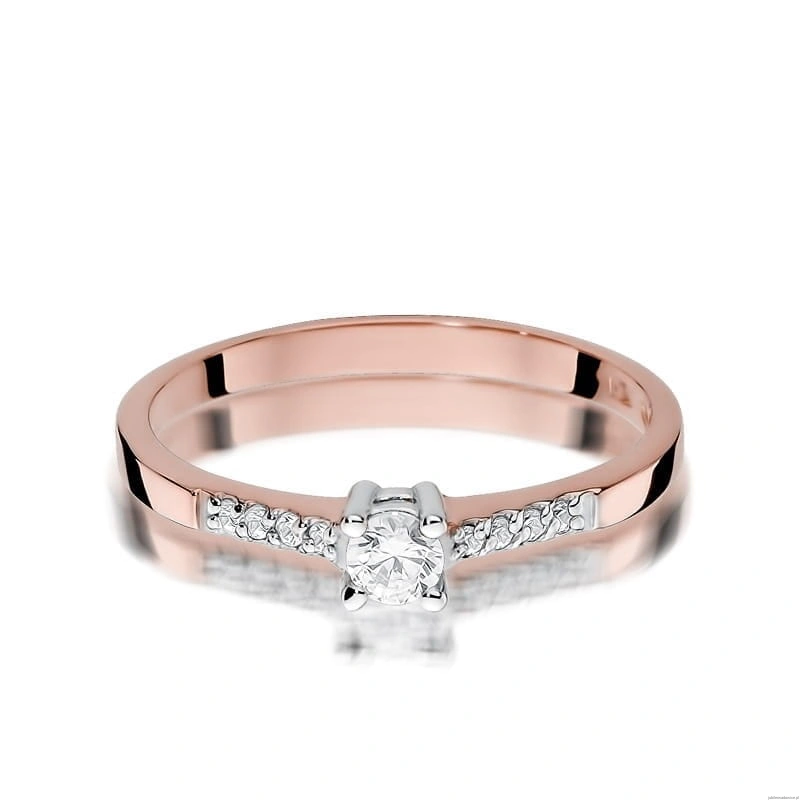 Pierścionek W382 Diament 0,15ct różowe złoto