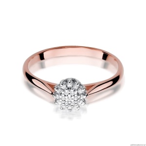 Pierścionek W401 z diamentami różowe złoto
