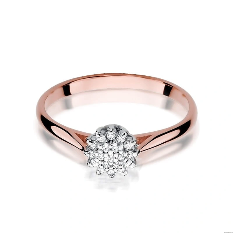 Pierścionek W401 z diamentami różowe złoto
