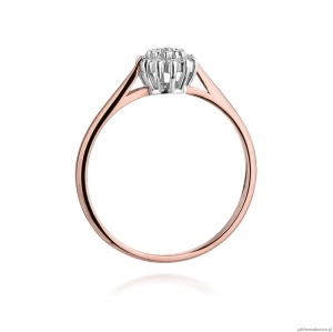 Pierścionek W401 z diamentami różowe złoto