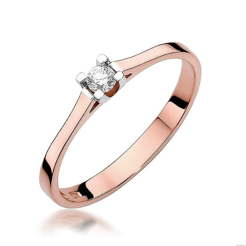Pierścionek W407 Diament 0,09ct różowe złoto