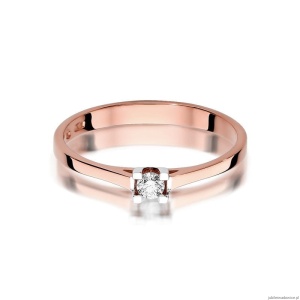 Pierścionek W407 Diament 0,09ct różowe złoto