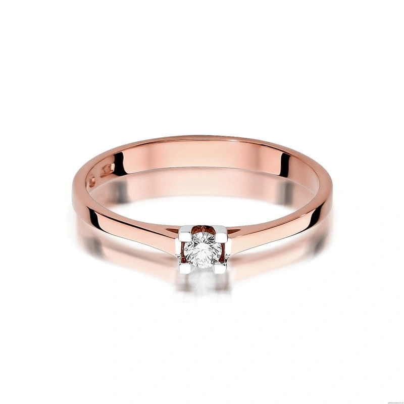 Pierścionek W407 Diament 0,09ct różowe złoto