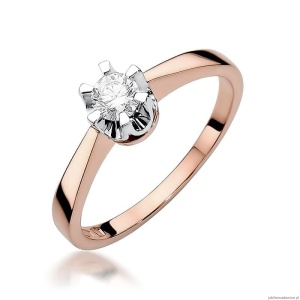 Pierścionek W408 Diament 0,25ct różowe złoto