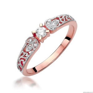 Pierścionek W411 Diament 0,10ct różowe złoto