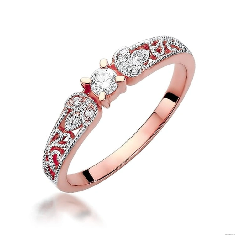 Pierścionek W411 Diament 0,10ct różowe złoto