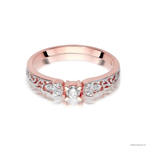 Pierścionek W411 Diament 0,10ct różowe złoto