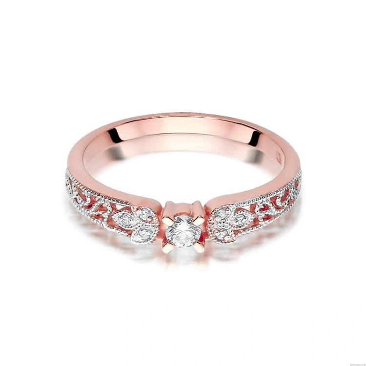 Pierścionek W411 Diament 0,10ct różowe złoto