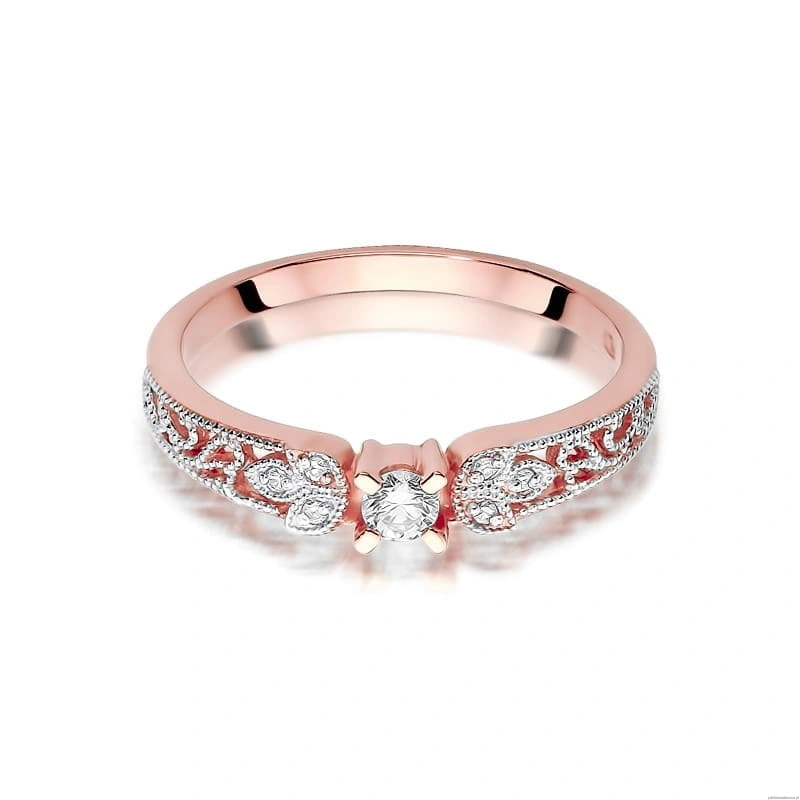 Pierścionek W411 Diament 0,10ct różowe złoto