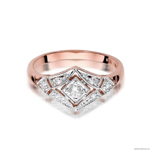 Pierścionek W412 Diament 0,10ct różowe złoto