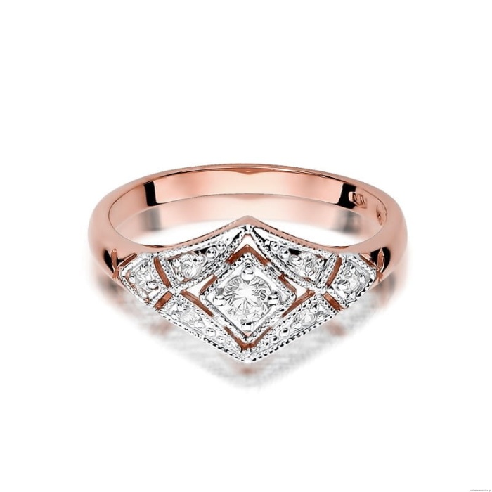 Pierścionek W412 Diament 0,10ct różowe złoto