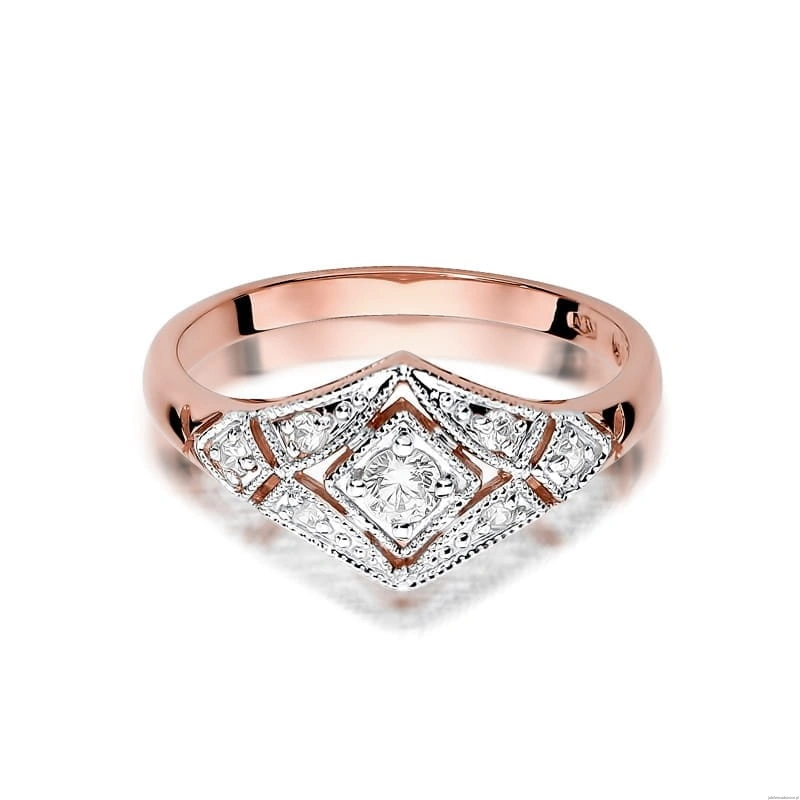 Pierścionek W412 Diament 0,10ct różowe złoto