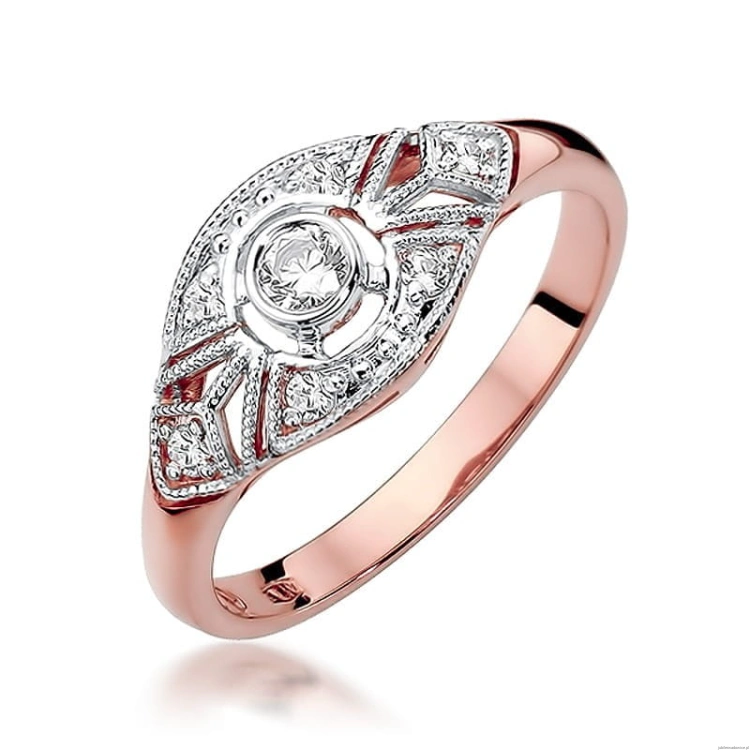 Pierścionek W413 Diament 0,10ct różowe złoto
