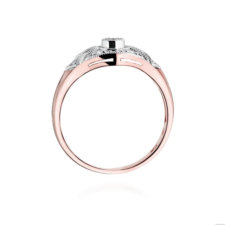 Pierścionek W413 Diament 0,10ct różowe złoto